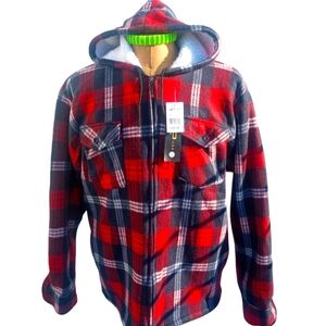 Flannel Pendleton  zippered with hood red / blue XL unisex